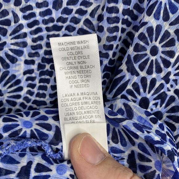 Fever Blouse Womens XL Blue Geometric Sleeveless Asymmetrical Layered Colorful - Picture 7 of 9